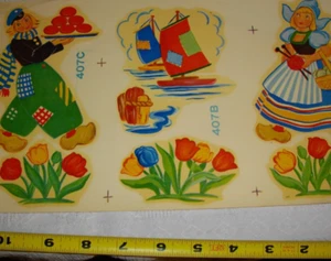 Antique Dutch Decals 6 Duro-Decals Tulips Clogs Boats Cheese 1970s VERY NICE - Picture 1 of 8