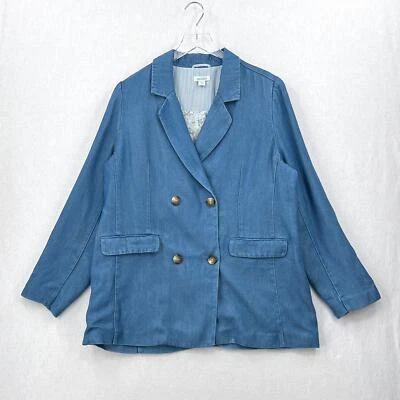 Blazer de mezclilla SUNDANCE Oaklee para mujer XL azul Lyocell drapeado relajado informal Foto 1 de 4