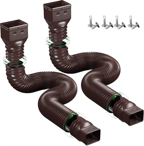 Flexible Downspout Extensions 2-Pack - Universal Drain Extender 21"-60" - Picture 1 of 8