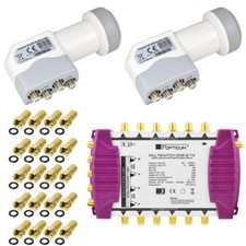 OPTICUM Multischalter 9/12 Multiswitch + 2 TechniSat Quattro LNB SAT HD 4K UHD