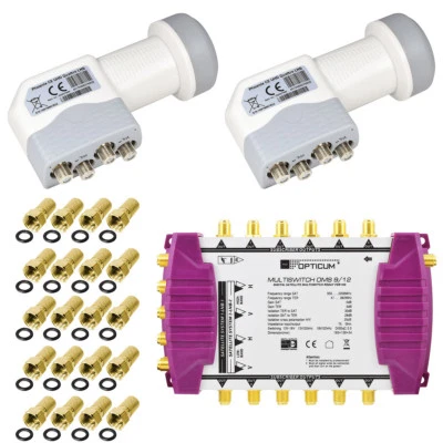 OPTICUM Multischalter 9/12 Multiswitch + 2 TechniSat Quattro LNB SAT HD 4K UHD - Bild 1 von 4