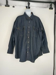 C.E Schmidt Workwear Cotton Dark Denim Pearl Snap Long Sleeve Shirt Size 3X/XXXL - Picture 1 of 5