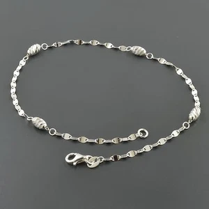 .925 STERLING SILVER 2.4MM OVAL MARINE LINK W/4.0MM OVAL DC STATIONS 10" ANKLET - Picture 1 of 2