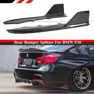 For 12-18 BMW F30 M Sport Carbon Fiber Rear Bumper Side Corner Aprons Extension - Image 1 of 4