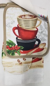3-teiliges Küchenset: 1 TOPFHALTER, 1 HANDTUCH & 1 OFENHANDSCHUH, KAFFEETASSEN STAPEL & LÖFFEL, AM - Bild 1 von 9