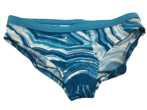 Nike Women's Striped Swim Bikini Bottoms, Light Blue/White, S - Picture 1 of 2