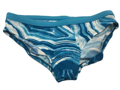 Pantalones de bikini de natación a rayas para mujer Nike, azul claro/blanco, S Foto 1 de 2