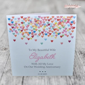 Personalised Wedding Anniversary Card Wife Girlfriend Fiancée - Picture 1 of 9