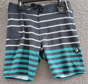 Volcom Quarta Static Mod-Tech Boardshorts Boys 27 Black Logo Pocket Drawcord~ - Picture 1 of 16