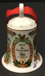 HUTSCHENREUTHER 2007 CHRISTMAS BELL "In Reindeer land" PORCELAIN Ornament - Picture 1 of 6