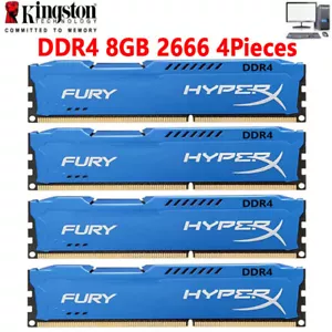 HyperX FURY DDR4 32GB 2666 PC4-21300 Desktop RAM Memory DIMM 288pin 1.2V 4X8GB - Picture 1 of 10