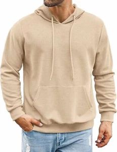 COOFANDY Men's Hooded Sweatshirts Long Sleeve Casual Pullover Hoodie Waffle Knit - Picture 1 of 25