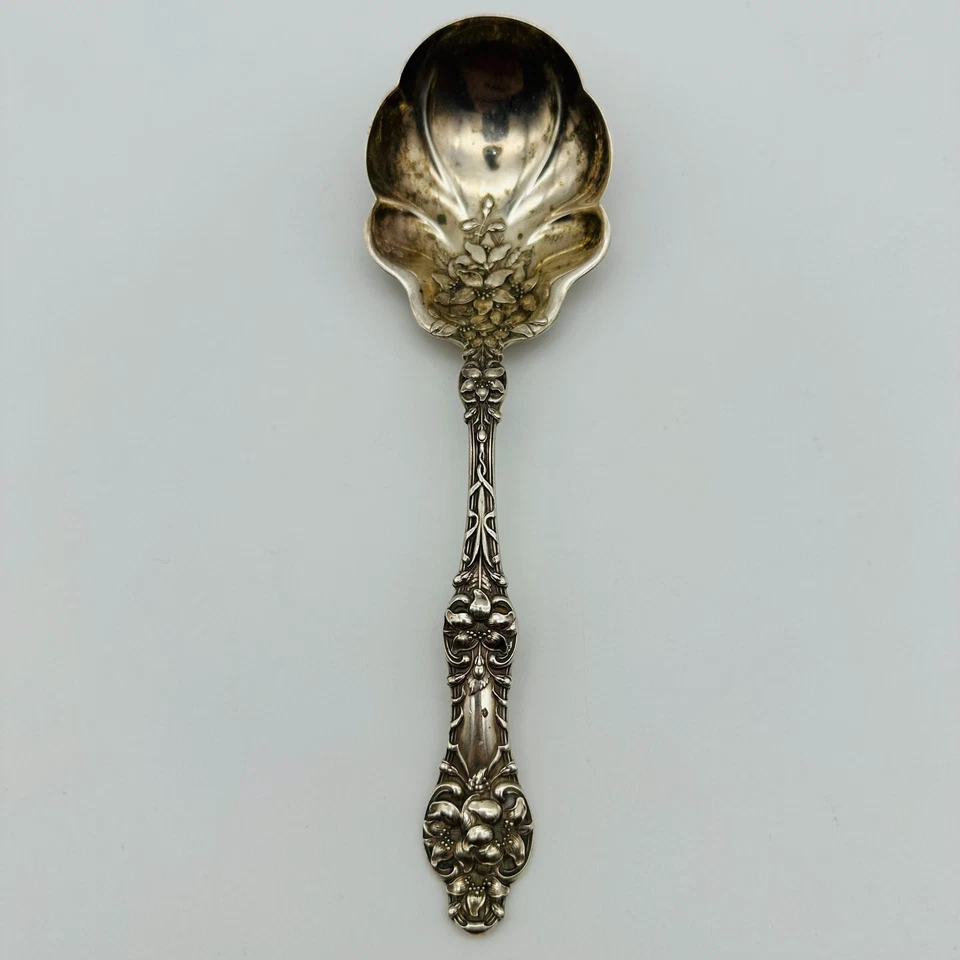 Cuchara para servir antigua flor de azahar de plata esterlina de Alvin 7 3/4 pulgadas Foto 1 de 4
