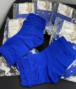 6 Pairs NEW Open Toe Style Blue Ankle Socks For Sandals - Picture 1 of 4