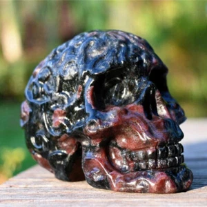 1x Carved Garnet Skull Natural Reiki Crystal skull Crystal Heal decor gift 3.5'' - Picture 1 of 10