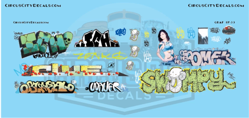 Railroad Graffiti HO Scale Decal Set - Image 1 of 1