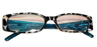 Marco de gafas de lectura Jones New York rectangular para mujer +1,50 tortuga y verde azulado Foto 1 de 4