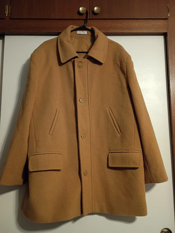 Jaqueta Irvine Park Masculina Marrom 100% Lã Casaco Ervilha Zíper Botões Tamanho Grande - Imagem 1 de 4