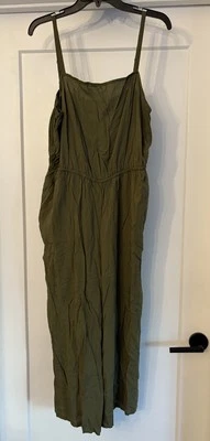 Women’s NWT GAP Green Strappy Wide Leg Cropped Jumpsuit Elastic Waist Size L - Image 1 of 4