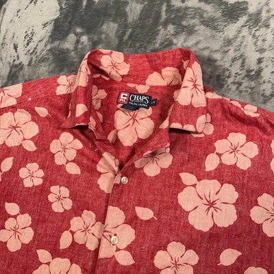 Vintage Chaps Ralph Lauren Shirt Mens Large Red Hawaiian Reverse Floral Y2K - Image 1 of 4