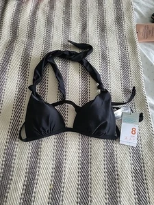 Black Halterneck Bikini Top Size 8 BNWT - Picture 1 of 3