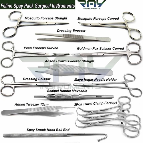 Feline Spay Pack Surgical Instruments Veterinary Small Animal Surgery ...