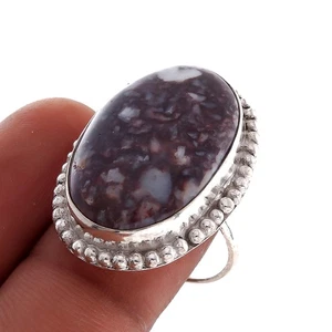 Anillo de joyería hecho a mano con piedras preciosas de jaspe de coco estilo étnico 8,50"" f544 - Imagen 1 de 4