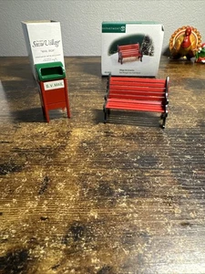 Lote/2 Banco Parque Hierro Buzón Metal Pueblo Accesorios Navidad Departamento 56 - Imagen 1 de 10