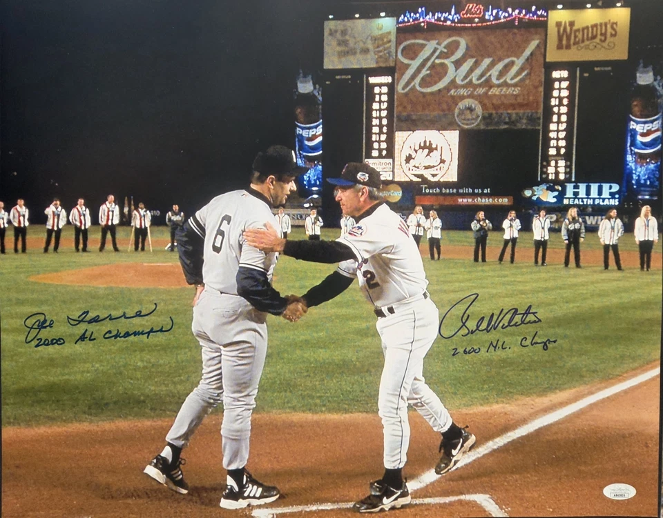 Joe Torre Bobby Valentine Subway Series Yankees Mets Autographed 16x20 JSA COA - Image 1 of 1