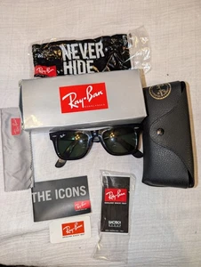 Ray-Ban Sonnenbrille RB2140 Original Wayfarer Classic schwarzes Gestell grüne Gläser 50 22  - Bild 1 von 18