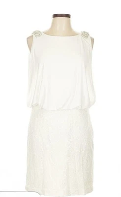 Cream And Lace Beaded Mini Dress-Size 10 Beachy Boho Casual Wedding - Image 1 of 4