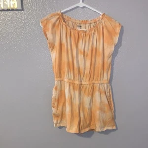Old Navy Orange Tie-Dye Romper Shorts Short Sleeve Girls XL 14-16 - Picture 1 of 5