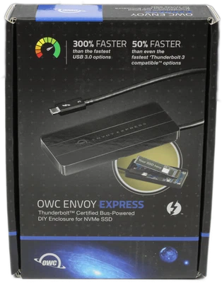 OWC Envoy Express M.2 NVMe Adapter Thunderbold 3 Drive Enclosure Black Original Packaging Ne - Image 1 of 4