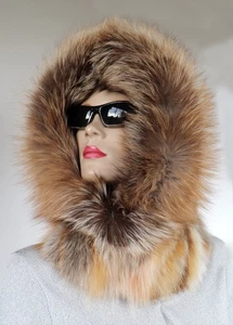 Pelliccia Berretto Schlupf Cappuccio Volpe Rossa Kristallfuchs Lati Pelo Natura - Foto 1 di 9