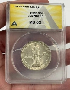 1925 Lexington Half Dollar  - ANACS slabbed MS 62  Low Mintage #2282 - Picture 1 of 4