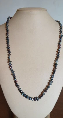 Collana perle nere naturali vintage  49cm - 4mm circa e argento 925 - Immagine 1 di 4