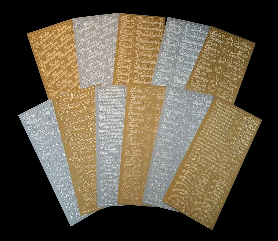 Sticker verschiedene Weihnachtstexte in gold und silber zur Auswahl Weihnachten - Bild 1 von 1