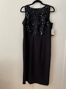 NWT Badgley Mischka STUDIO Black Dress Sequin Dress Sz M Evening Formal Party - Picture 1 of 9