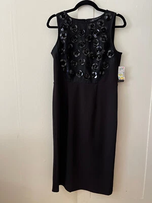 NWT Badgley Mischka STUDIO Black Dress Sequin Dress Sz M Evening Formal Party - Image 1 of 4