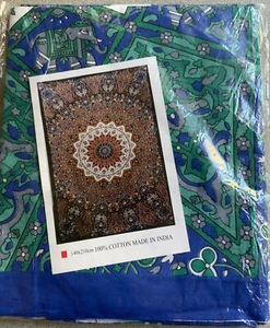 Wall hanging tapestry bohemian hippie Dharma Objects Star Elephant Blue-Green - Picture 1 of 2