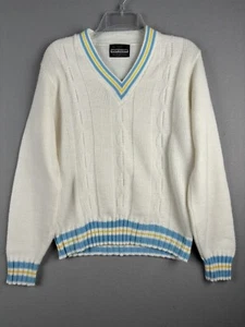 Vintage Sportswear Sweater Adult M White Stripe Trim Tennis Cricket Jumper 2675 - Picture 1 of 12