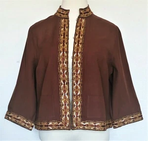 Randolph Duke Womens Silk Top Jacket Blazer NEW Sequins Beads Embroidery 1X 20W - Picture 1 of 12