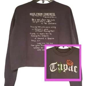 New 2Pac Tupac Shakur Rose from Concrete Juniors Teen Size 12 Cropped Tee - Picture 1 of 6