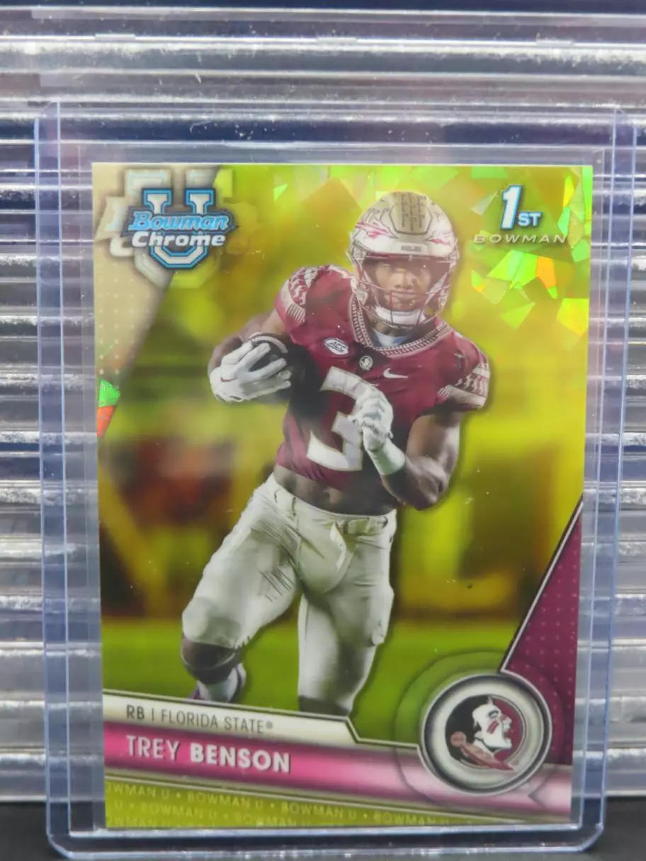 2023 Bowman University Chrome Sapphire Trey Benson 1st Yellow Refractor #71/75