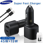 OEM Samsung 45W Fast Charging Car Charger Dual USB Adapter USB-C PD Cable