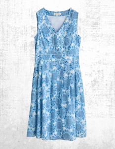 Ex Seasalt Women’s Sleeveless Garden Dress in Vila Sunflower Blue - Picture 1 of 9