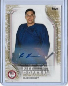 RARE 2018 TOPPS OLYMPICS RICO ROMAN GOLD AUTOGRAPH CARD 25/25 ~ USA SLED HOCKEY - Picture 1 of 2