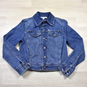 Chaqueta vaquera recortada Y2K Tommy Hilfiger talla pequeña de colección años 2000 - Imagen 1 de 9