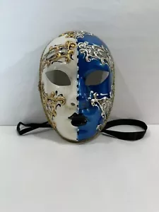 Venetian Mask - Volto Day Night Blue & Gold Genuine 930 VG - Picture 1 of 9