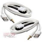 2X 4FT USB 3.5MM AUX AUDIO SYNC CHARGER WHITE CABLE IPHONE 4S 4 3GS 3G IPOD IPAD